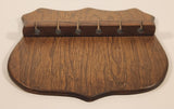 Vintage 6 Slot Souvenir Collector Spoon Crest Shaped Wooden Display Rack Wall Hanging