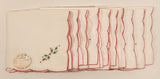 Vintage Shanghai China Christmas Holly Embroidered 100% Cotton 16" x 16" Napkins Set of 10