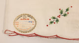 Vintage Shanghai China Christmas Holly Embroidered 100% Cotton 16" x 16" Napkins Set of 10