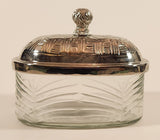 Glass Butter Dish with Embossed Silver Plated Lid