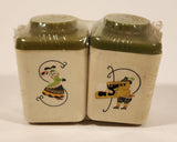 Vintage Sterilite Pennsylvania Dutch Folk Art Dancers Green and White Plastic Salt and Pepper Shakers New in Plastic