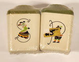 Vintage Sterilite Pennsylvania Dutch Folk Art Dancers Green and White Plastic Salt and Pepper Shakers New in Plastic