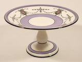 Vintage Aynsley Purple with Ornate Red Rose Pattern Porcelain Pedestal Dessert Dish