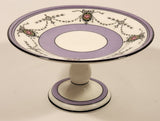 Vintage Aynsley Purple with Ornate Red Rose Pattern Porcelain Pedestal Dessert Dish