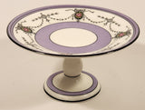 Vintage Aynsely Purple with Ornate Red Rose Pattern Porcelain Pedestal Dessert Dish
