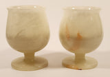Vintage White Marble Onyx Goblet Cup Set of 2