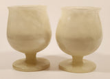 Vintage White Marble Onyx Goblet Cup Set of 2