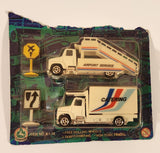2001 Summer Airport Service White Ladder Stairs Truck with White Scissor Lift Catering Truck Die Cast Toy Truck Vehicles and Traffic Signs New in Partial Package
