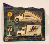 2001 Summer Airport Service White Ladder Stairs Truck with White Scissor Lift Catering Truck Die Cast Toy Truck Vehicles and Traffic Signs New in Partial Package