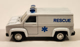 Unknown Brand No. 8710 Rescue Ambulance Van White Pull Back 1:38 Scale Die Cast Toy Car Vehicle