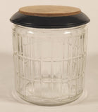 Vintage Grid Pattern Tobacco Humidor Glass Jar with Wooden Lid