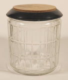 Vintage Grid Pattern Tobacco Humidor Glass Jar with Wooden Lid
