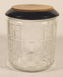 Vintage Grid Pattern Tobacco Humidor Glass Jar with Wooden Lid