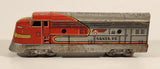 Vintage Distler Western Germany Santa Fe TD 1234 Train Engine Locomotive Red Silver Tin Toy Train Car Vehicle