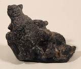 A Wolf Original Bear Cubs Climbing and Playing Carved Black Soapstone Animal Wildlife Figurine Signed A.V