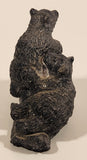A Wolf Original Bear Cubs Climbing and Playing Carved Black Soapstone Animal Wildlife Figurine Signed A.V