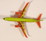 2007 Matchbox Boeing 737-800 Bolt Airways Airplane Fluorescent Yellow and Orange Die Cast Toy Aircraft