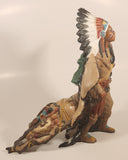 Aboriginal Native Indian Chief with Headdress Pulling Sleigh 10 1/2" Ceramic Sculpture