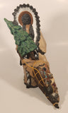 Aboriginal Native Indian Chief with Headdress Pulling Sleigh 10 1/2" Ceramic Sculpture