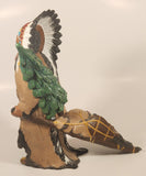 Aboriginal Native Indian Chief with Headdress Pulling Sleigh 10 1/2" Ceramic Sculpture