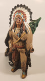 Aboriginal Native Indian Chief with Headdress Pulling Sleigh 10 1/2" Ceramic Sculpture