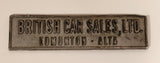 Rare Vintage British Car Sales, Ltd. Edmonton - Alberta Dealership Metal Emblem Nameplate Badge Logo