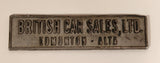 Rare Vintage British Car Sales, Ltd. Edmonton - Alberta Dealership Metal Emblem Nameplate Badge Logo