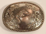 Vintage Horse Head Ornate Western Design Copper Plated Metal Belt Buckle