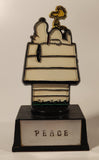 Vintage 1970 Aviva United Syndicate Features Snoopy and Woodstock on Doghouse Peace 5" Tall Hand Painted Plastic Trophy