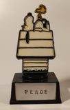 Vintage 1970 Aviva United Syndicate Features Snoopy and Woodstock on Doghouse Peace 5" Tall Hand Painted Plastic Trophy