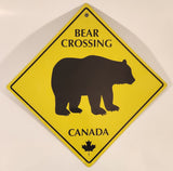 Bear Crossing Canada Black Bear Yellow Diamond 9 1/2" x 9 1/2" Tin Metal Sign