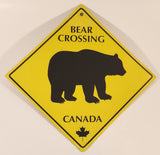 Bear Crossing Canada Black Bear Yellow Diamond 9 1/2" x 9 1/2" Tin Metal Sign