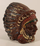 Vintage Native American Indian Chief 5 3/8" Ceramic Coin Bank