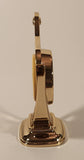 Vintage Rhythm Quartz Harp Shaped Brass Tone Metal Alarm Clock No. 4RE947 Made in Japan
