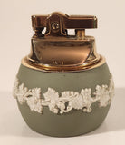 Vintage Wedgwood Jasperware Green With White Cameo 2 1/2" Tall Gas Table Lighter