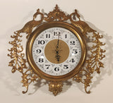 Vintage Ornate Peacock Birds Brass Metal Wall Clock with Glass Face