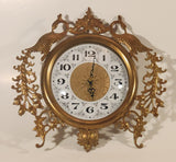 Vintage Ornate Peacock Birds Brass Metal Wall Clock with Glass Face