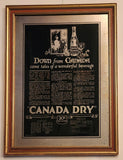 Rare Vintage Canada Dry Down From Canada Came Tales Of A Wonderful Beverage The 20c Bottle 23" x 32" Wood Framed Pub Mirror