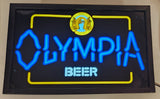 Vintage 1984 Olympia Beer Tumwater Good Luck Since 1896 Neon Style 14" x 22" Wood Framed Light Up Sign