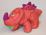 1992 Fisher Price Puffalump Dino Roars Pink Dinosaur 18" Stuffed Plush Toy
