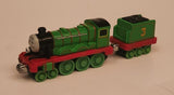 2009 Mattel Gullane Thomas The Train & Friends Take n Play #3 Henry With Henry's Tender Coal Car Green Magnetic Die Cast Toy Vehicle Set T0200