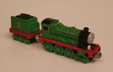 2009 Mattel Gullane Thomas The Train & Friends Take n Play #3 Henry With Henry's Tender Coal Car Green Magnetic Die Cast Toy Vehicle Set T0200