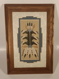 Authentic Navajo Sandpainting By Daniel Smith Jr. 6 1/2" x 9 1/2" Wood Framed