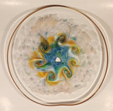 Blue Pink Yellow Spiral 14 1/2" Decorative Blown Art Glass Wall Platter Plate