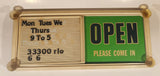 Open Closed Green and White Sliding 9 3/4" x 22" Suction Cup Plastic Double Sided Sign with Letters