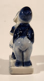 Vintage Delft Blue Holland Hand Painted Kissing Couple Boy and Girl 2 3/4" Tall Porcelain Figurine
