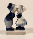 Vintage Delft Blue Holland Hand Painted Kissing Couple Boy and Girl 2 3/4" Tall Porcelain Figurine