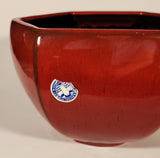 Rare Vintage Blue Mountain Pottery Red Drip Glaze Hexagon Shaped Bowl