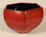 Rare Vintage Blue Mountain Pottery Red Drip Glaze Hexagon Shaped Bowl
