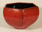 Rare Vintage Blue Mountain Pottery Red Drip Glaze Hexagon Shaped Bowl